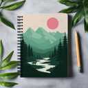 Boho Minimalist Mountain Notebook, Boho Gifts for Women, Nature Journal with Lined Pages, Aesthetic Forest Gift for Writers & Hikers, 5.5x8.3 Inch 270
