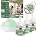 Dog Calming Diffuser Plug-in with Gentle Night Glow, 3 Refills Kit for Behavioral Support, Stress Soothing Aid for Pets During Travel, Thunder, Vet Visits, Fireworks, Safe Formula, 90 Days Supply