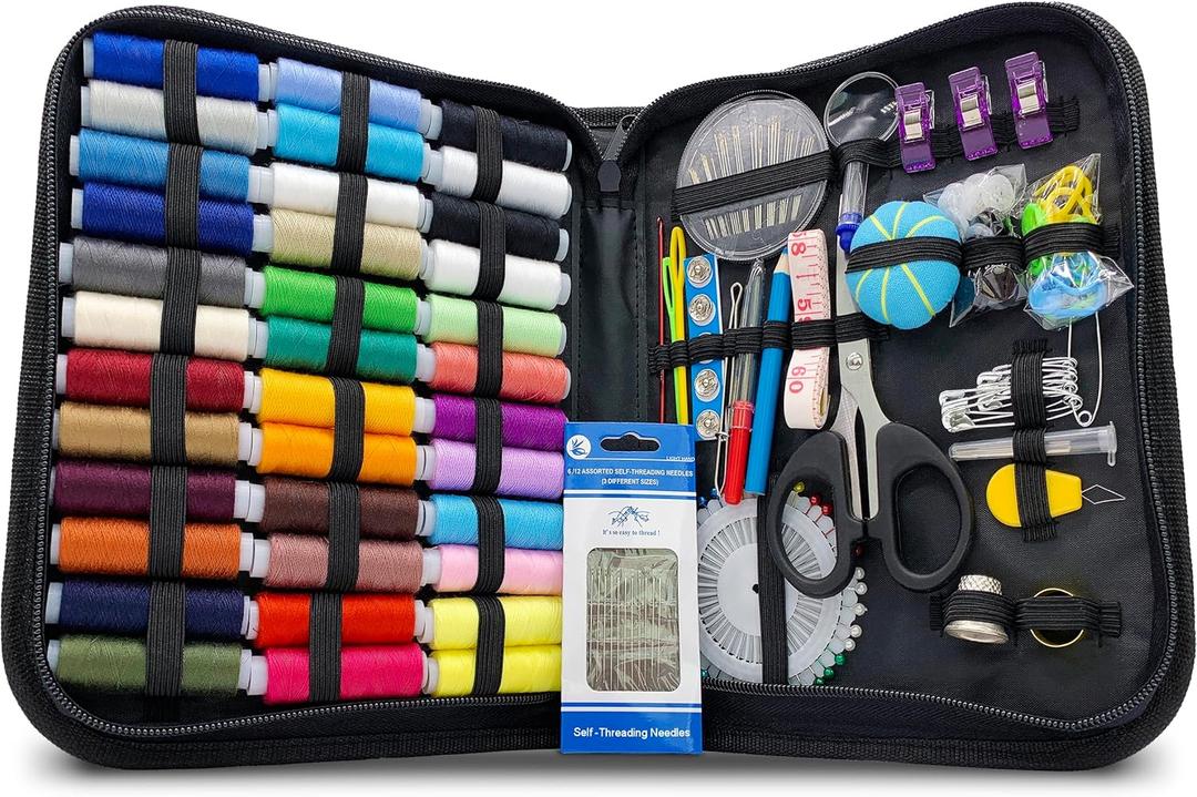 Vellostar Large Sewing Kit for Adults & Beginners  Portable Needle and Thread Kit with Professional Sewing Supplies & Accessories for Home Clothing Repairs, 36XL-Color Threads, 30-Assorted Needles