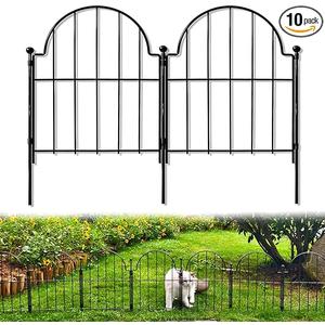 Garden Fence, 22 in(H) x 10.83 ft(L) Arched Rustproof Metal No Dig Fence Garden Fence Border, Ground Stake Animal Barrier Fence for Rabbit Dog, Outdoor Decor for Yard & Patio