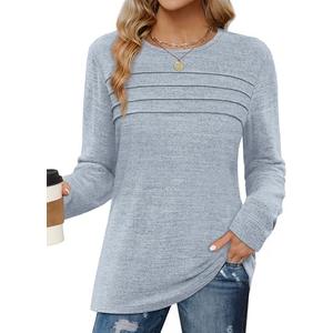 WIHOLL Long Sleeve Shirts for Women Tunic Tops Fall Sweaters Fashion 2025 Winter Clothing Sweater, M
