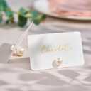 UNIQOOO 24Pcs Decorative Pearl Place Card Holders Bulk, Elegant Ivory Name Card Stands Set, for Wedding Table Place Cards, Dessert Table Decor, Retail Shop, Business Card, Name Tag, Party Food Signs