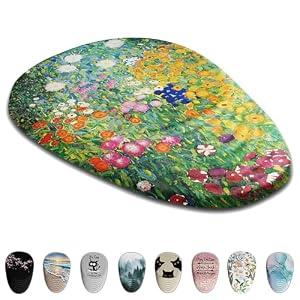 Armanza Mouse Pad, Cute Floral Mouse Pad with Wrist Rest Support and Non-Slip PU Base, Ergonomic Mousepad for Pain Relief, Office & Home, Computer, Oil Painting Flowers
