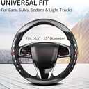PU Leather Car Steering Wheel Cover with Anti-Slip Grip, for Women and Men, Universal Fit for 14.5-15 Inch Cars, Trucks, SUVs (Gray (Round), Medium(Standard) Size[14 1/2''-15''])