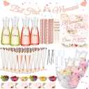 Pickmesh 237 Pcs Mimosa Bar Supplies Include 2 Acrylic Beverage Tub 4 Plastic Carafe with Lid 6 Bowl 20 Disposable Champagne Flute 100 Paper Drinking Straws 100 Cocktail Picks But First Mimosas Banner