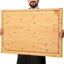 36 x 24 Extra Large Bamboo Cutting Board for Kitchen, Cutting Board Stove Top Cover with Handle, Butcher Block Chopping Board with Juice Groove, Large Charcuterie Board Over the Sink