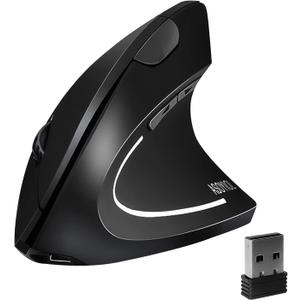 ASOYIOL Ergonomic Mouse Wireless, Vertical Mouse Ergo with USB Receiver 6 Buttons 800/ 1200/ 1600 Adjustable DPI Computer Mice for Laptop PC(Right Hand, Black)