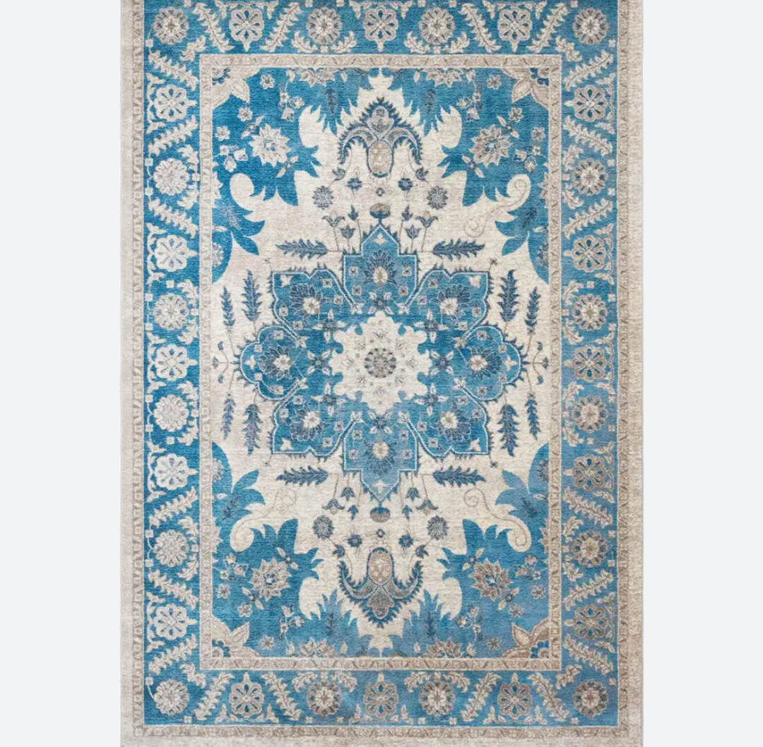 CHICHIC Area Rug 6x9 Washable Rug for Living Room Large Boho Bedroom Rug Area Rugs Accent Non-Slip Rugs Soft Vintage Floor Carpet for Dining Room Office Farmhouse, Blue