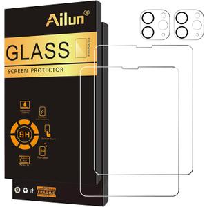 Ailun 2 Pack Screen Protector for iPad Pro 12.9 2022 6th & 2021 5th 2020 4th Generation + Camera Lens Protector,Tempered Glass Anti-Scratch Case Friendly, Compatible with Face ID Apple Pencil