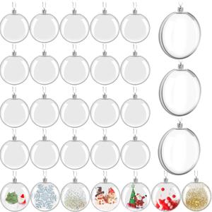 30 PCS Clear Ornament Balls, 3.15 Inch Christmas Fillable Ornament Ball, Plastic Hanging Photo Picture Holder Balls for Christmas Tree, DIY Craft, Holiday, Wedding Decorations