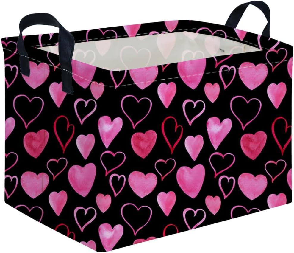 Rectangular Valentine's Day Gift Basket,nursery basket,Girls gift baskets,kids toy storage Bin, Love Heart Room Decor for Home,Shelf Baskets(Attract love)
