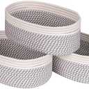 Kriitools Shelf Storage Baskets for Organizing|Decorative Basket for Closet Storage|Toy Baskets&Bins|Small Woven Rope Baskets-13x8.66x5.11’’,Durable&Stylish,Oval 2 Packs Off White&Mixed Gray