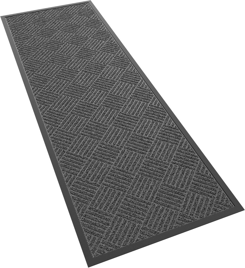 Front Door Mat, 6' x 2' Heavy Duty Indoor Outdoor Doormat, Non-Slip Backing Welcome Mats for Entryway, Low Profile, Commercial Door Mats