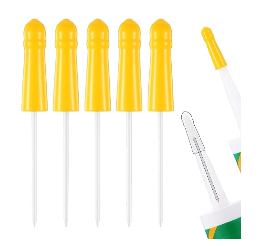 2 Pack Baderke 5 Pack Caulk Tube Caps Caulk Saver Reusable Finishing Tool Tube Covers Sealer Saver Caps Keeper for Preserving Open Universal Prevent Drying(Yellow)