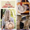 Magnetic Hat Clip for Travel on Bag | Fashionable Travel Accessories For Women | Leather Hat Holder With Strong Magnet For Handbags, Purses, Backpacks, Luggage, And Totes (Black)