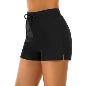 Tournesol Women's Swim Shorts High Waisted Bathing Suit Bottoms Swimsuit Tankini Boy Shorts with Liner (Large, Black)