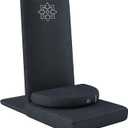 Mindful Modern Folding Pro Meditation Chair - Adjustable Meditation Seat with Back Support and Half Moon Buckwheat Meditation Cushion - Comfortable Mindfulness Living Room Floor Chair (Charcoal Black)