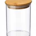 HomeyHoney Small Size 17 oz Glass Food Storage Jars with Airtight Lids, Clear Glass Jar with Bamboo Lid, Airtight Food Canister for Tea, Candy, Coffee, Sugar, Cookie, Snack. (Round )