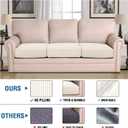 H.VERSAILTEX Super Stretch Individual Seat Sofa Covers Couch Slipcover Sets Thick Jacquard Textured Twill Fabric (3 Piece XL Sofa Cushion Covers, Natural)