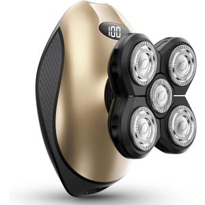 Electric Razors for Women, 5-in-1 Rechargeable Body Shaver - Waterproof Wet Dry Hair Remover - Trimmer for Lady Face Underarms Bikini,Lips,arms, Legs (Gold)