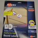 Avery Matte White Round Labels, Sure Feed Technology, Permanent Adhesive, 1-1/2", 400 Labels (8293)