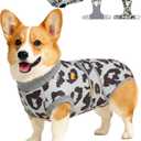 PetWarm Prevents Licking, Cotton Protect Abdominal, Dog Spay Recovery Suit, Recovery Suit for Dogs, Dog After Surgery Onesie for Male Female Dogs, Leopard Pattern, Green Grey, Small