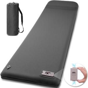 Self Inflating Sleeping Pad with Electric Pump, 3.14" Ultra-Thick Memory Foam Camping Mattress Pad with Pillow Fast Inflating in 30s,9.5 R-Value Insulated Camping Pad for Camping Car Travel, LightGrey (Single)