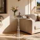Modern Acrylic Side Table, Round Clear End Table for Living Room,Bedroom Lobby and Office Easy Assembly (Clear, Large)