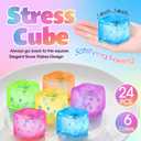 Gemscream 24 Pack Stress Cube with Snowflakes Slow Rising Ice Cube Stress Balls Sensory Squeeze Ball for Anxiety Relief for Party Favors Prizes Goodie Bag Stuffers (Colorful)