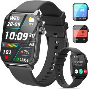 Smart Watches for Women Men, 1.83" HD Smartwatch with 120 Sports Modes, IP67 Waterproof, Bluetooth Call and Music ControlHeart Rate and Sleep Monitor (Black)