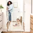 Regalo Safety 36" Extra Tall Baby Gate for Doorways & Bottom of Stairs, Pressure Mounted Walk Through Gate for Babies, Toddlers & Pets, Tested & Safe for 30 Years, American Designed, American Owned (White)