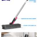 Floor Scrub Brush with Long Handle, 3 in 1 Multi-angle Swivel Right Angled Bristle Floor Scrubber Brush with Squeegee and Tweezer for Tile Wall Deck Bathroom Patio Garage Kitchen (Pink and Grey)