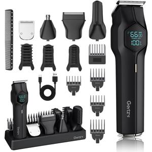 5-in-1 Electric Beard Trimmer Magnetic Replacement Heads, Professional Cordless Hair Clippers for Men Rechargeable, IPX7 Waterproof Grooming Kit for Face, Mustache, Body, Nose, Gifts for Men (Black)