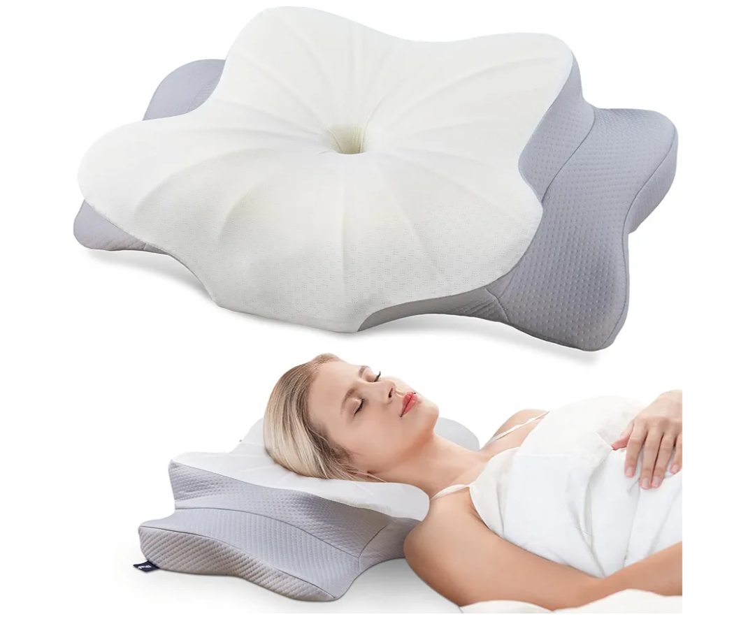Fyova Cervical Pillow for Neck and Shoulder,Contour Memory Foam Pillow,Ergonomic Neck Support Pillow for Side Back Stomach Sleepers with Pillowcase