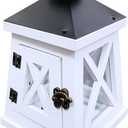 Vintage Wooden Decorative Lantern Castle Candle Holder Rustic Farmhouse Wedding Centerpiece Lantern for Table Mantle Wall Hanging Display Party Home Decor Indoor Outdoor X'Mas (White Color)