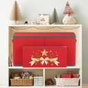 MODFUNS Christmas Ornament Storage Box 128 Ornaments Christmas Ornament Storage 600D Oxford Fabric Christmas Storage Box with Dual Zippers and Outter Pocket Large Organizer Bin for Xmas Decorations (Red)