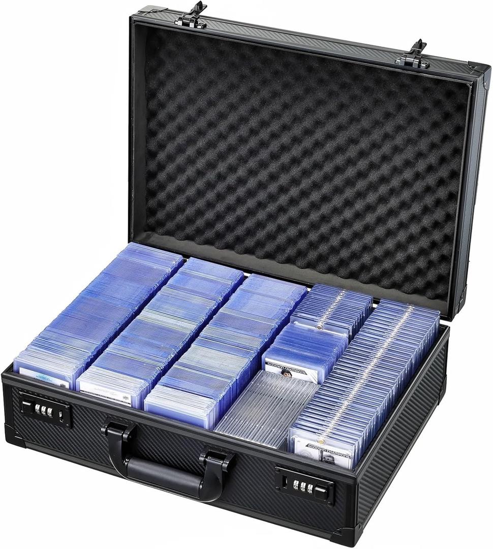 Card Storage Box for 3" x 4" 35pt Toploaders, Sports Cards Case with Lock, Trading Card Storage Box Holds 750 Top Loaders or 190 Magnetic Holders, Card Collection Box for Collectors, X-Large