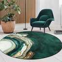 Round Green Rug 2'x2' Emerald Green Marble Area Rugs Abstract Modern Throw Rug Soft Washable Small Circle Floor Mats for Bedroom Bathroom Doormat