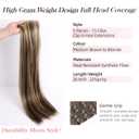 Clip in Hair Extensions Straight 26 Inch Long Synthetic Hairpieces for Women 5Pcs Medium Brown to Blonde Highlights Clip Ins Natural Soft Thick DIY Styling Fiber Hair Party Daily Use