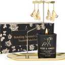 Butterfly Candle Gift for Women, Rotating Rose Scented Candles for Mom, Birthday Gift Carousel Candle Holder Set for Wife Friends Sister, Christmas Anniversary Valentine Mother's Day Candles
