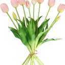 Faux Tulips Flower Blush Pink Tulips Fake Tulip Flowers Bouquets for Wedding Floral Arrangement Party Home Office Kitchen Decor, Blush Pink