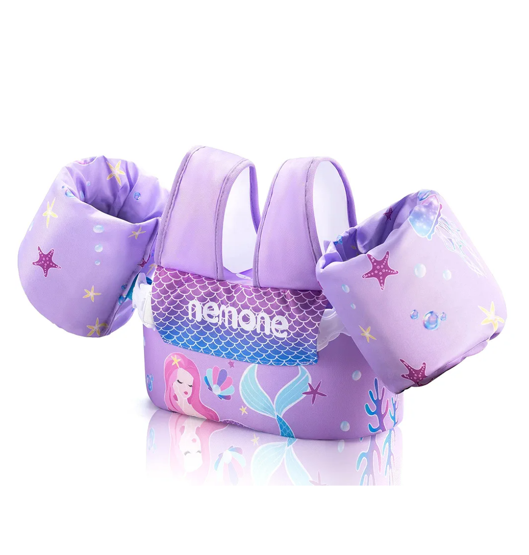 Nemone Toddler Swim Vest for 22-70 lbs Kids Floaties Swim Jacket with Arm Water Wings for Girls Boys 1 2 3 4 5 6 7 Years Old Beach Pool 20 30 40 50 60 66 Pounds Puddle Jumper
