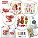 Genius Skills 5 Pack Beginner Embroidery Kits for Adults  DIY Starter Set with Dual-Sided Embroidery Bag, Embroidery Hoop, Colorful Threads, Tools, Step by Step Instructions & Video Tutoria