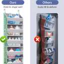ULG 1 Pack Over Door Organizer with 5 Large Pockets 10 Mesh Side Pockets, 44 lbs Weight Capacity Hanging Storage Organizer with Clear Window for Kids Toys, Shoes, Diapers, Grey, 5 Layer
