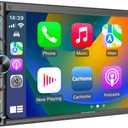 SJoyBring Double Din Car Stereo - Wireless Apple CarPlay & Android Auto, 240W 4.2CHN, 7" Touchscreen, SWC, Bluetooth, FM/AM Car Radio, 2 Subwoofers Outputs, Backup Camera