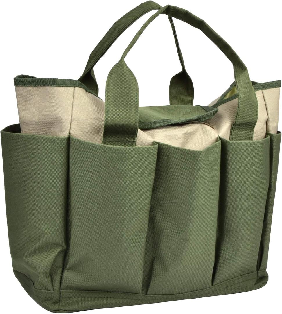 Garden Tool Bag, Garden Tote Bag With 8 Pockets, Canvas Garden Tool Storage Bags, Heavy-duty Large Organizer Bag for Garden Tool Kit, Gardening bag for women Men Indoor and Outdoor Gardening