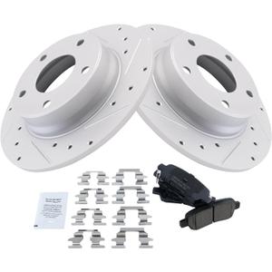 TRQ Rear Brake Pad & Rotor Kit Ceramic Premium G-Coated Compatible with 2020 Nissan Sentra (BKA48578)