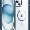 FNTCASE for iPhone 15 Plus Case: Clear Magnetic Phone Cases with Screen Protector Compatible with Magsafe Slim Anti Yellowing Rugged Shockproof Protective Transparent Cell Phone Cover (B-Blue)