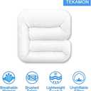 TEKAMON All Season Queen Comforter Fluffy Quilted Lightweight Reversible Down Alternative Duvet Insert with 8 Corner Tabs,Soft & Breathable Summer Winter Warm, Machine Washable White 88 x 88 inches