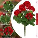 FOREST PRINCE 2 PCS 18" Artificial Geraniums for Outdoors, UV Resistant Red Silk Flowers for Window Box Porch Patio Garden Decor, Waterproof Ruby Red